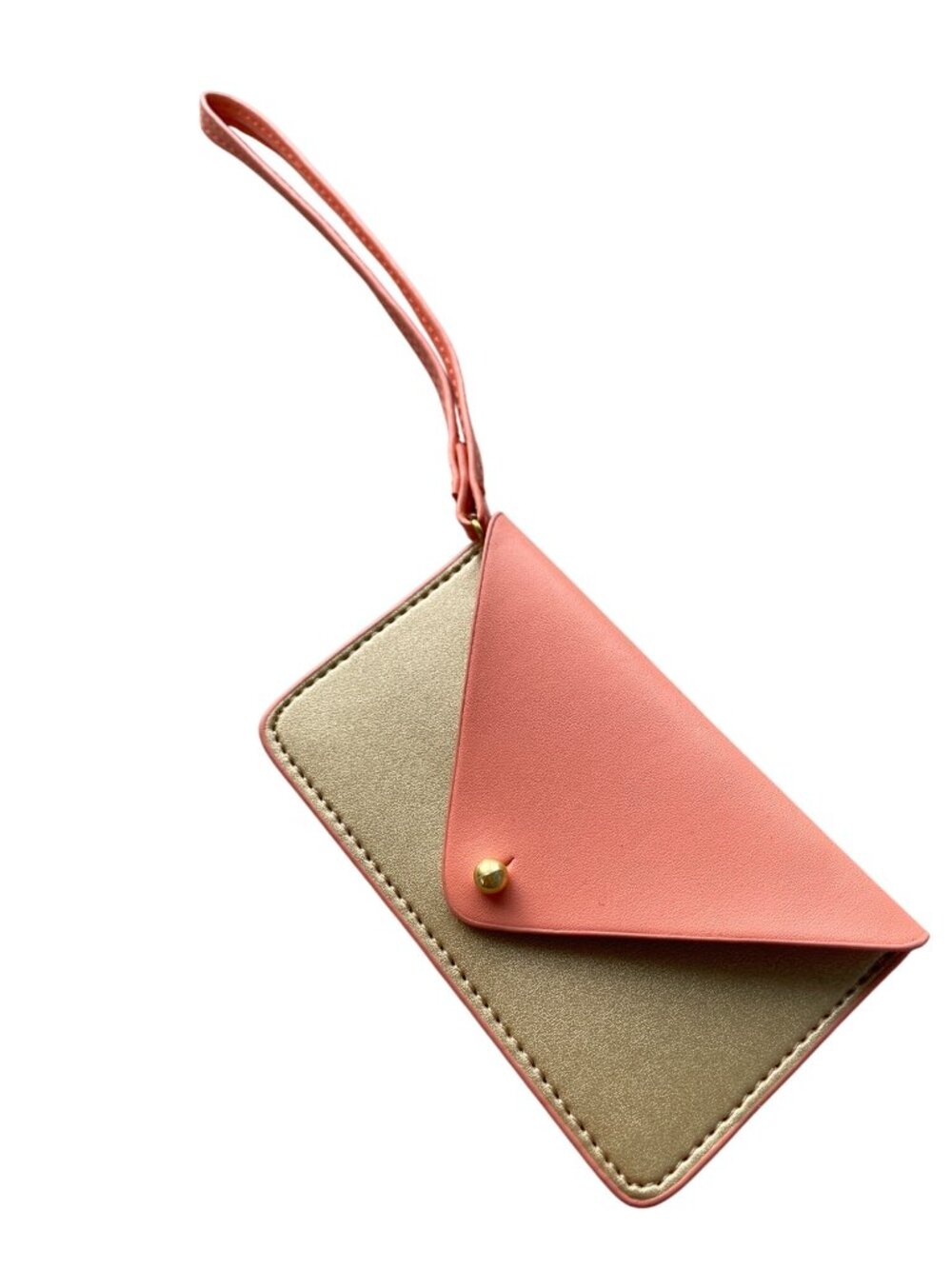 Minor History Postscript Wristlet Envelope Card Holder Wallet Leather Gold Peach